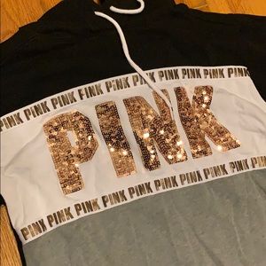 PINK light hoodie with Rose gold sequins!